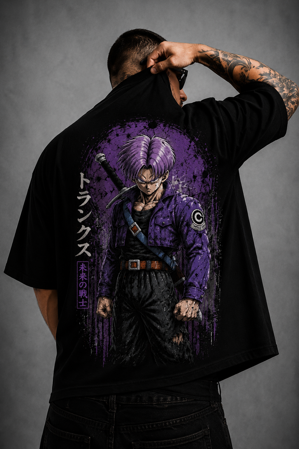 Camiseta OversizedGuerreiro da Espada Streetwear Masculina Preta