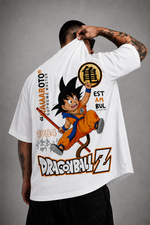Camiseta Oversized Streetwear DBZ Estampada Branca