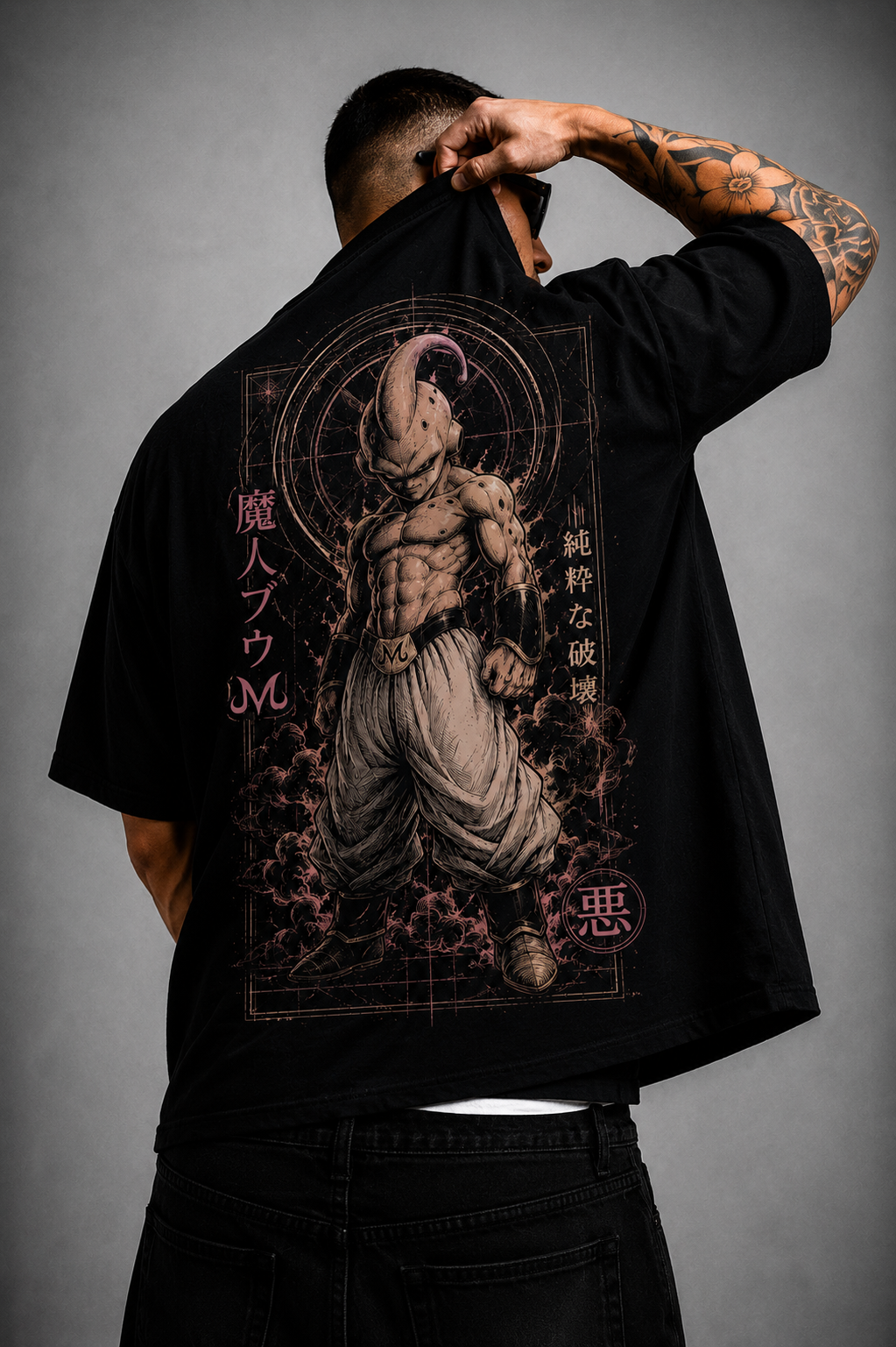 Camiseta Oversized Masculina StreetwearGuerreiro Demon Rosa Premium