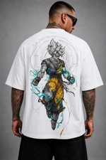 Camiseta Oversized Masculina Cyber Warrior Branca