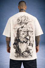 Camiseta Oversized Treino Preta Techfitbr Goku Premium Branca