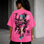 Camiseta Oversized Feminina Bulma Dragon Ball Z TechFibr Streetwear Rosa