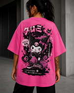 Camiseta Oversized Feminina Kuromi Gothic Kawaii TechFibr Rosa Premium