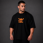 Camiseta Oversized Streetwear Caveira Luffy Preta