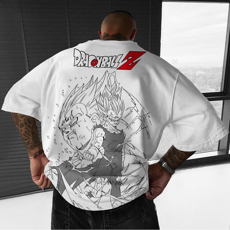 Camisa Oversized Streetwear Plus Size Vegeta Off White