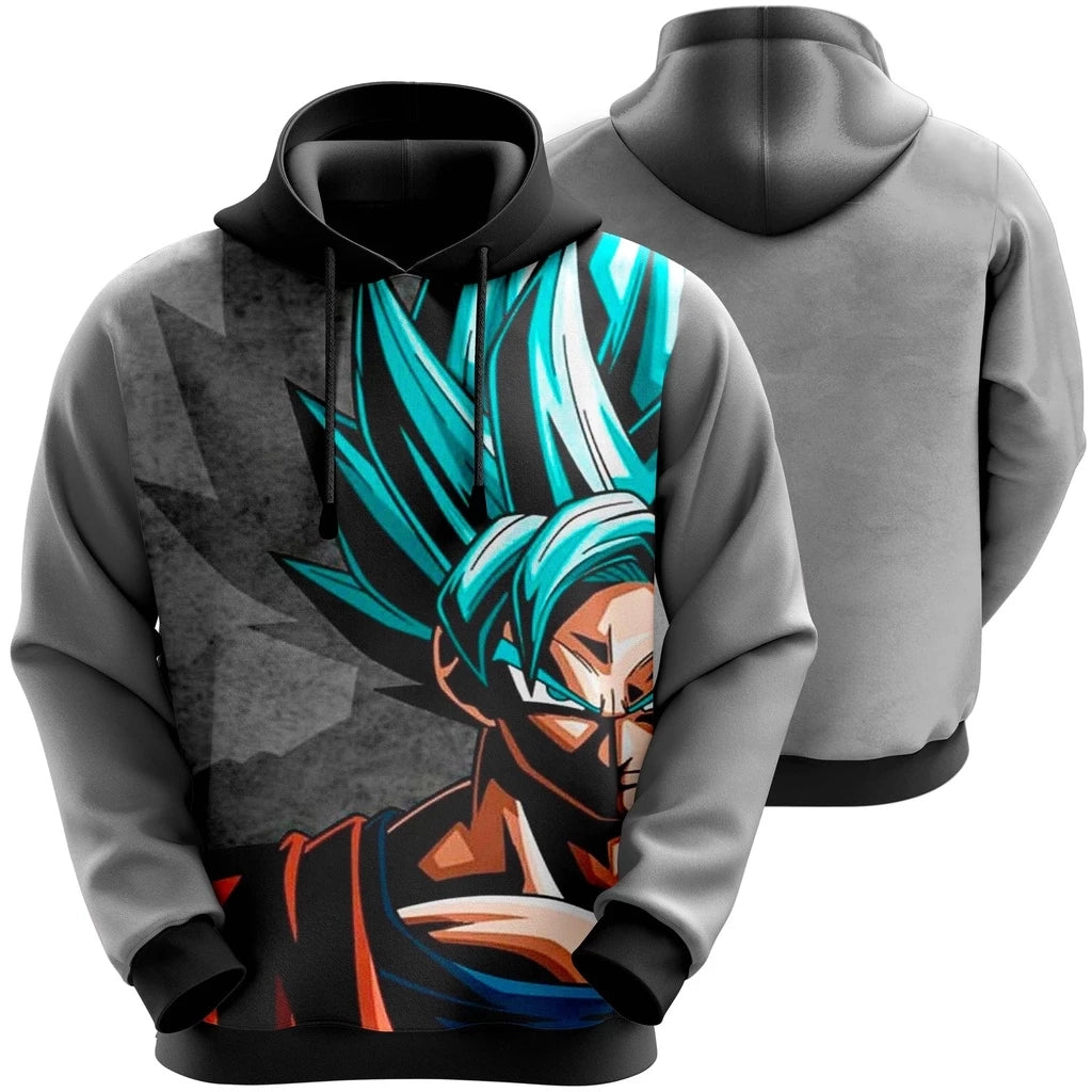 Casaco Moletom Masculino Son Goku Dragon ball Cinza
