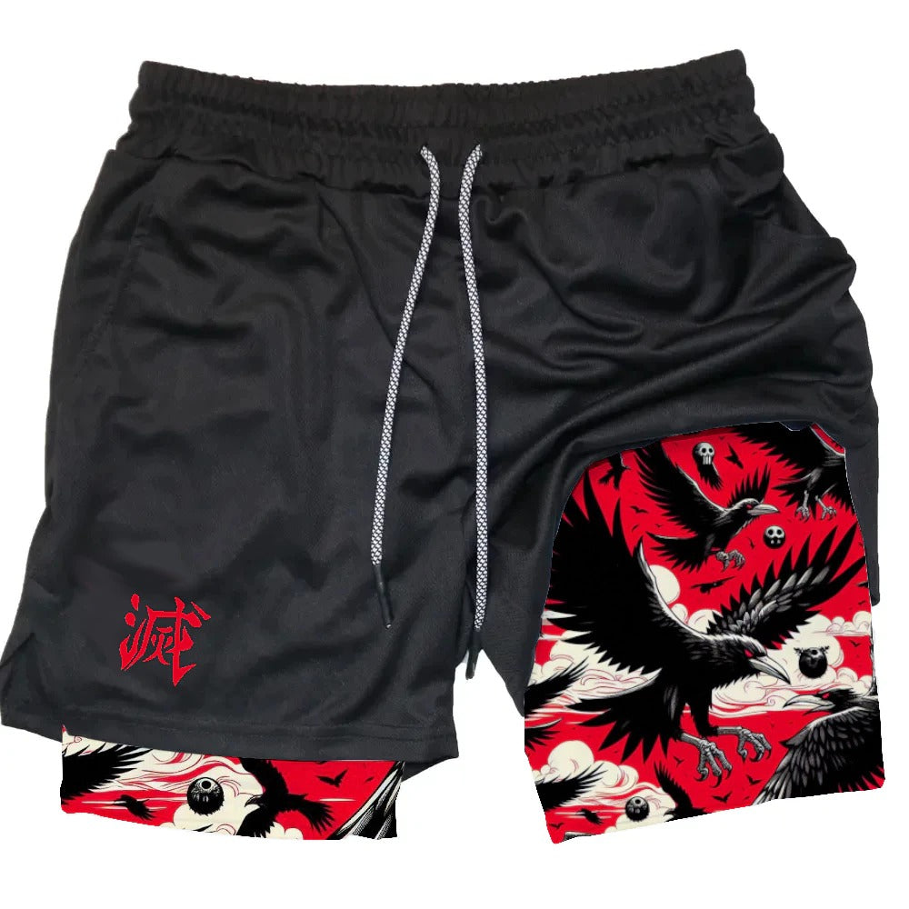 Short Dry-Fit de Compressão 2 em 1 Demon Slayer