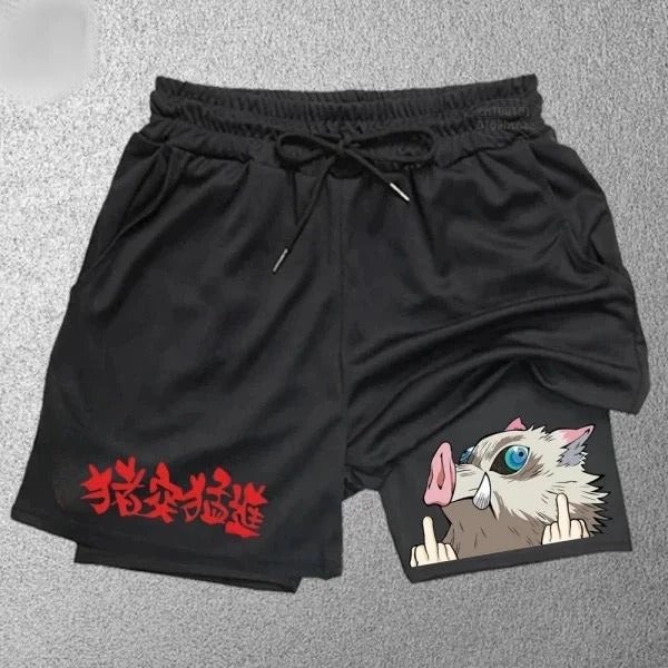 Short Dry-Fit de Compressão 2 em 1 Demon Slayer