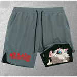 Short Dry-Fit de Compressão 2 em 1 Demon Slayer