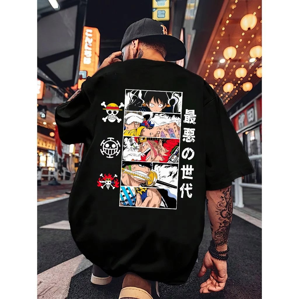 Camiseta Oversized Anime Piratas Alto Mar