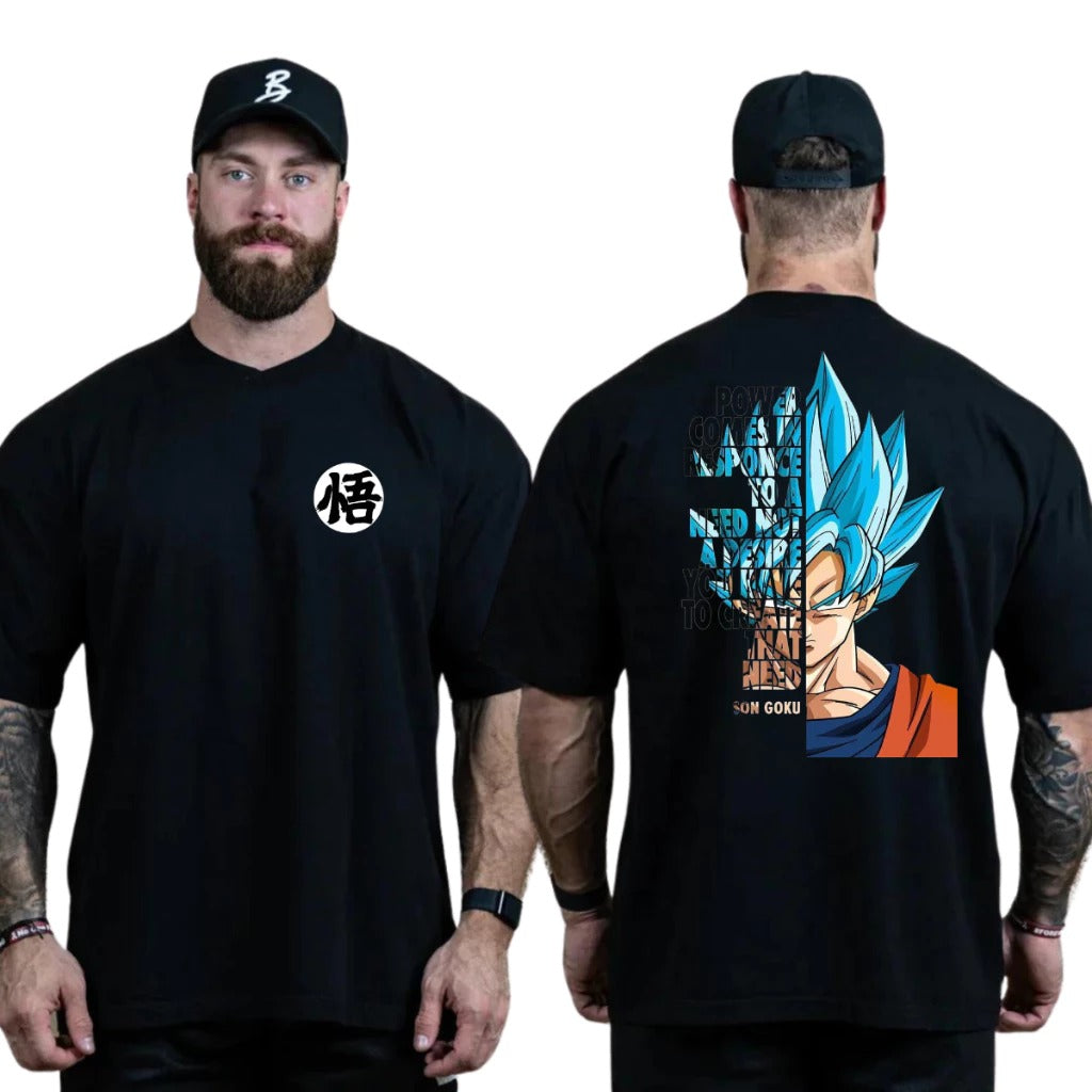 Camiseta Oversized Masculina Goku Blue