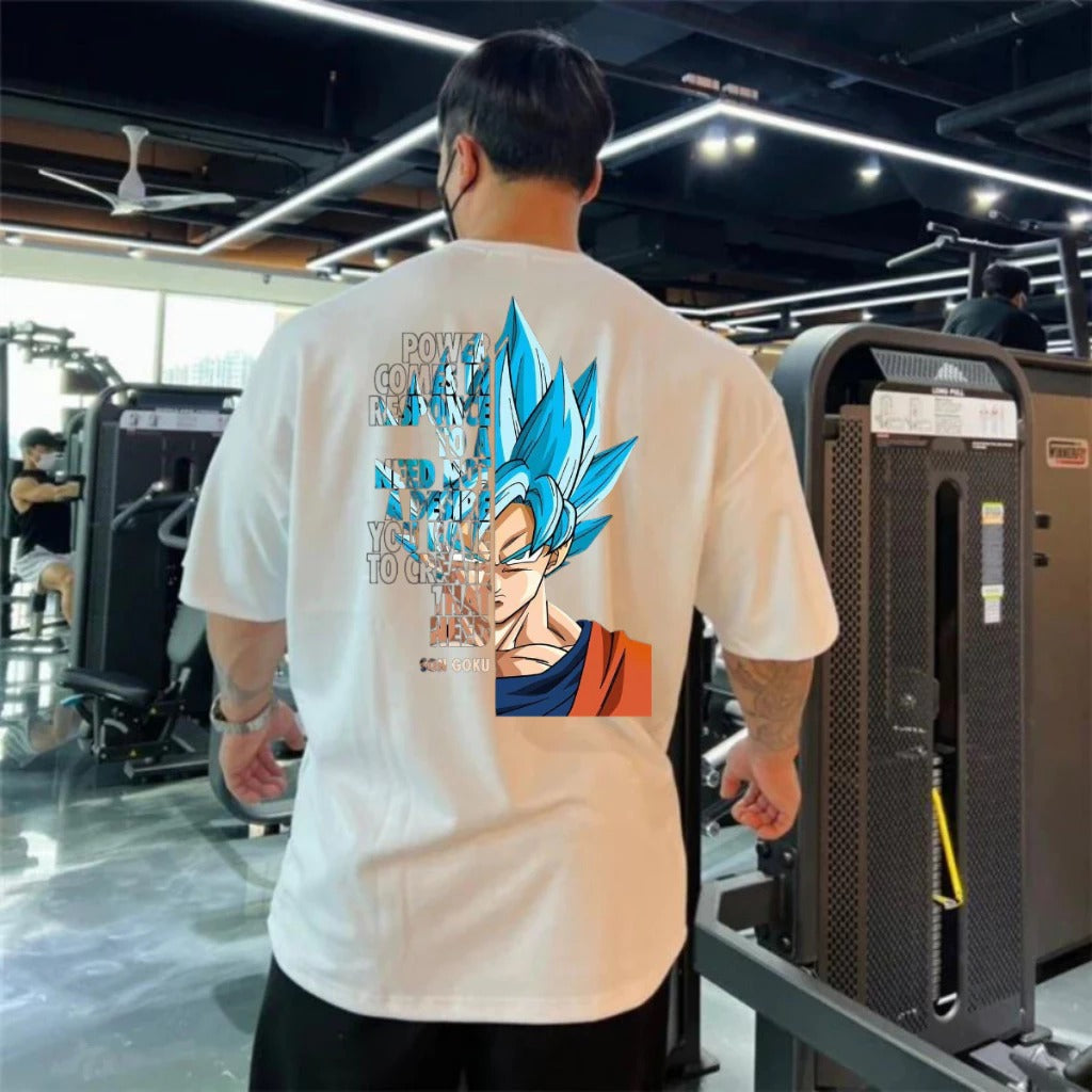 Camiseta Oversized Masculina Goku Blue