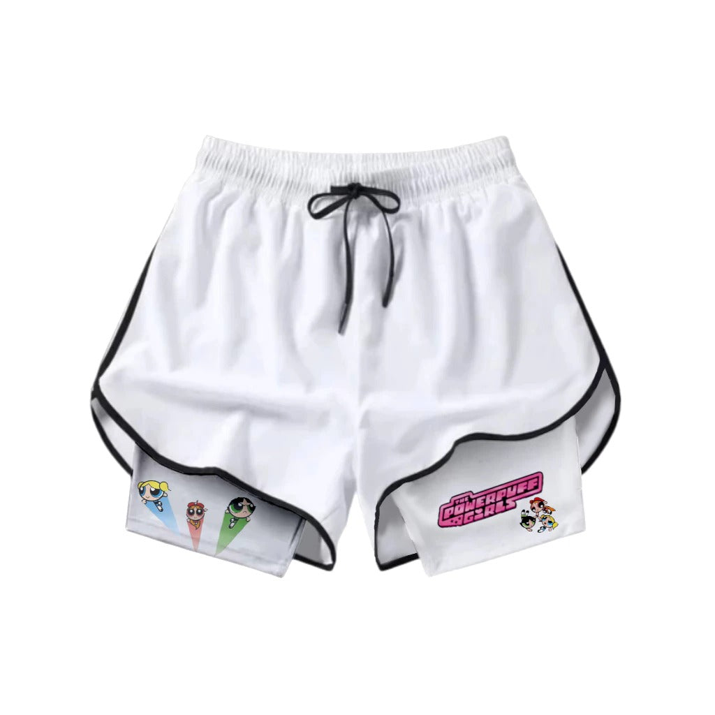 Short Dry-Fit de Compressão 2 em 1Feminino Meninas Super Poderosas