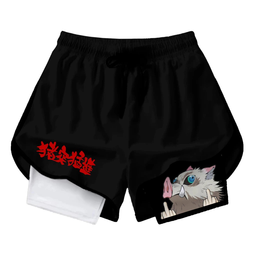 Short Dry-Fit de Compressão 2 em 1Feminino Demon Slayer