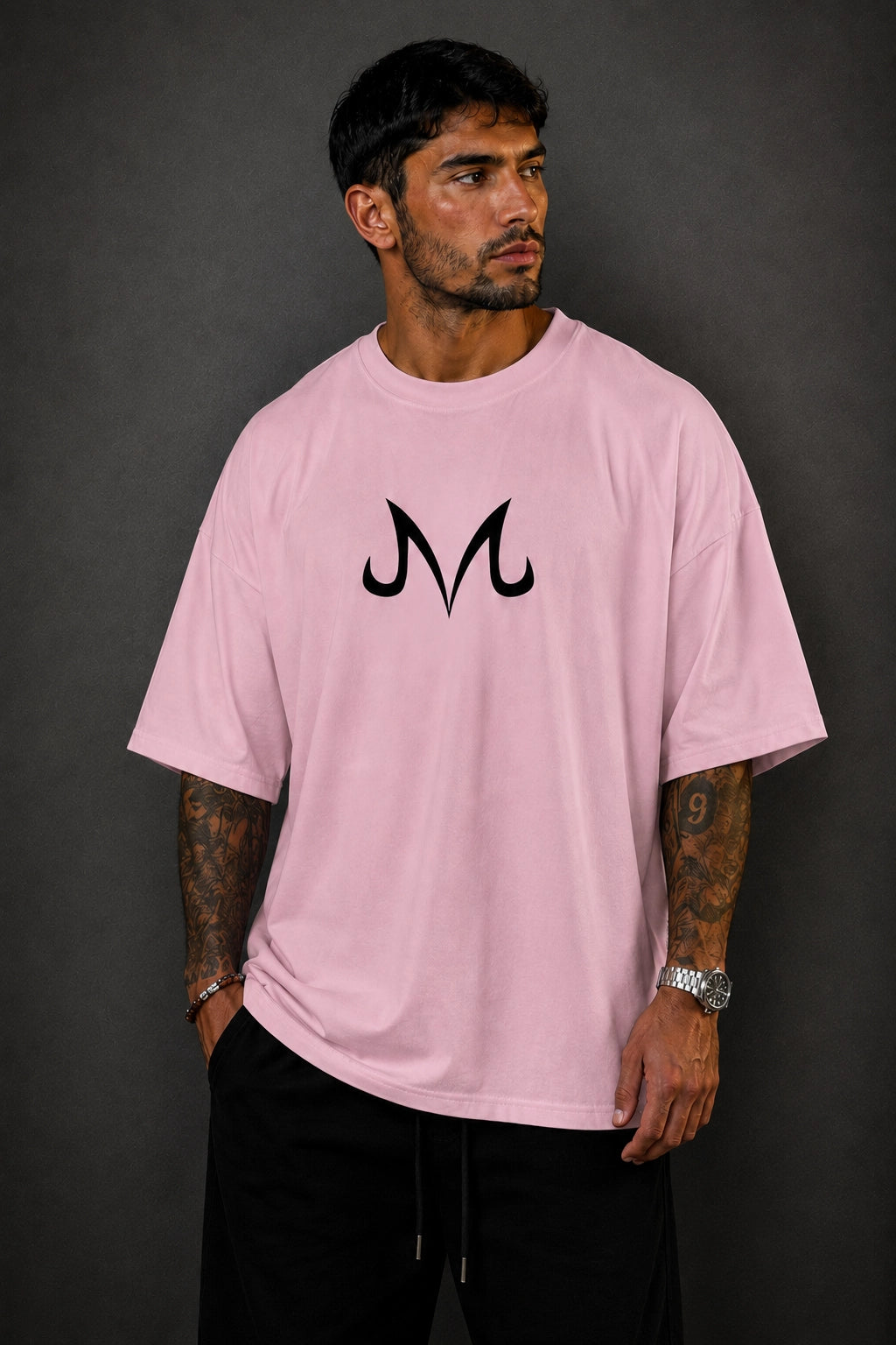 Camiseta Oversized Masculina Pink Demon Rosa