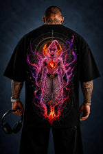 Camiseta Oversized Masculina Inferno Demon Preta e Branca