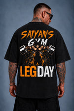 Camiseta Oversized leg dayGYM Preta