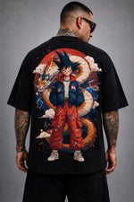 Camisa Oversized Streetwear Dragão Goku Branca