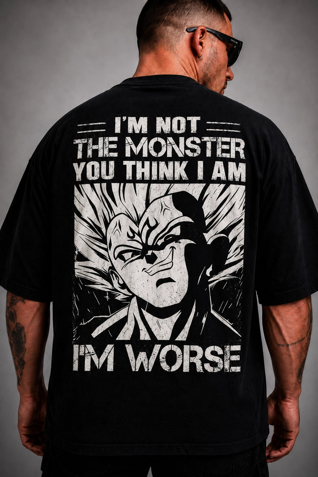 Camiseta Oversized Masculina Vegeta The Monster Preto