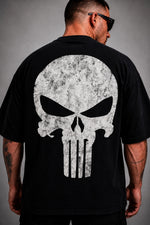 Camisa Oversized Streetwear Caveira Justiceiro Preta
