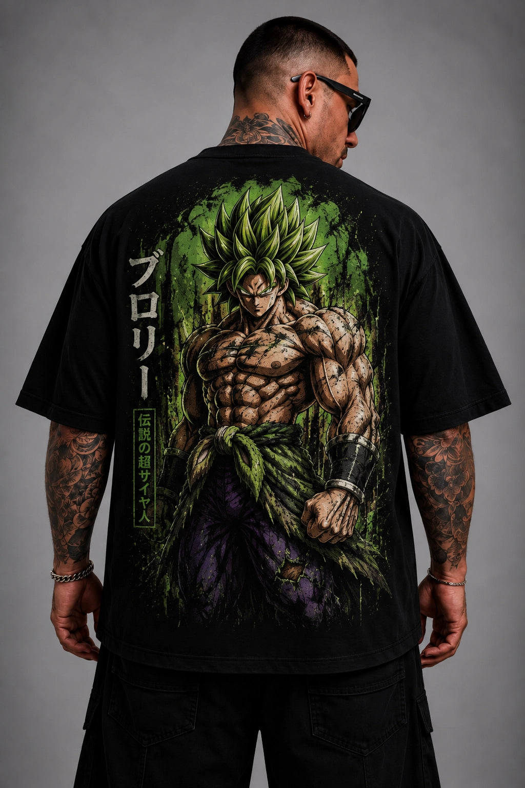 Camiseta Oversized Guerreiro Lendário Verde Masculina Preta