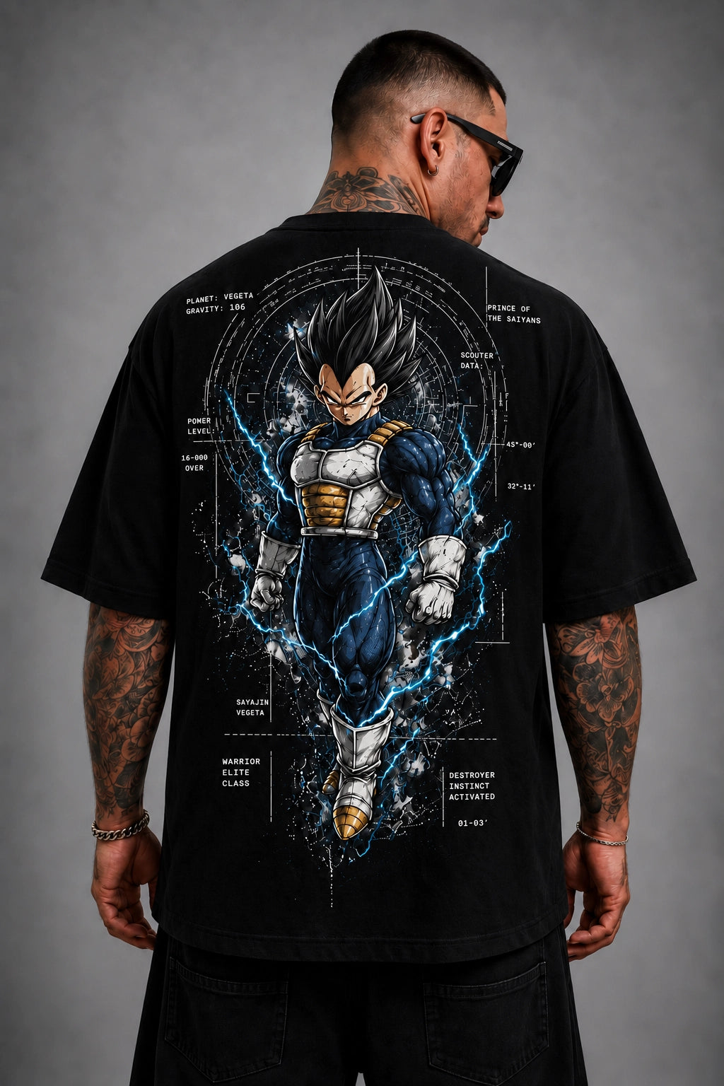 Camiseta Oversized Masculina StreetwearGuerreiro Energia Azul Premium