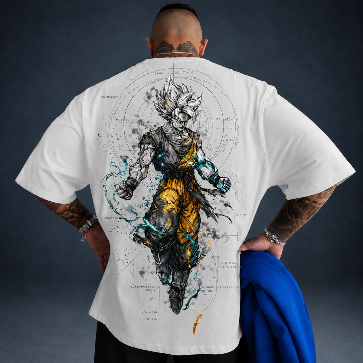 Camiseta Oversized Streetwear Goku DBZ Premium 02 Branca