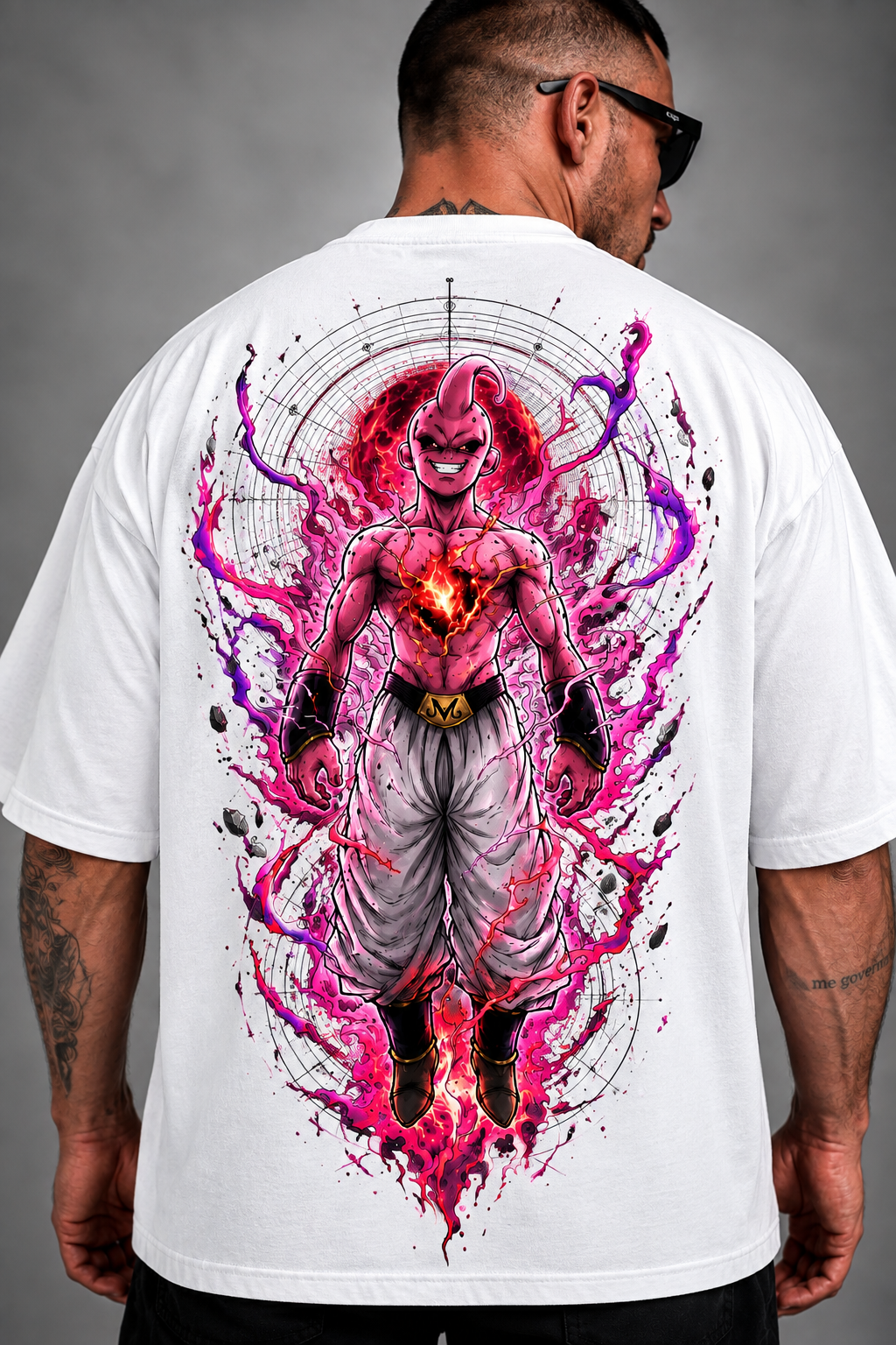 Camiseta Oversized Masculina Inferno Demon Preta e Branca