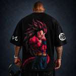 Camiseta Oversized Streetwear Vegeta Super Saiyajin 4 Preta