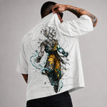 Camiseta Oversized Masculina Cyber Warrior Branca