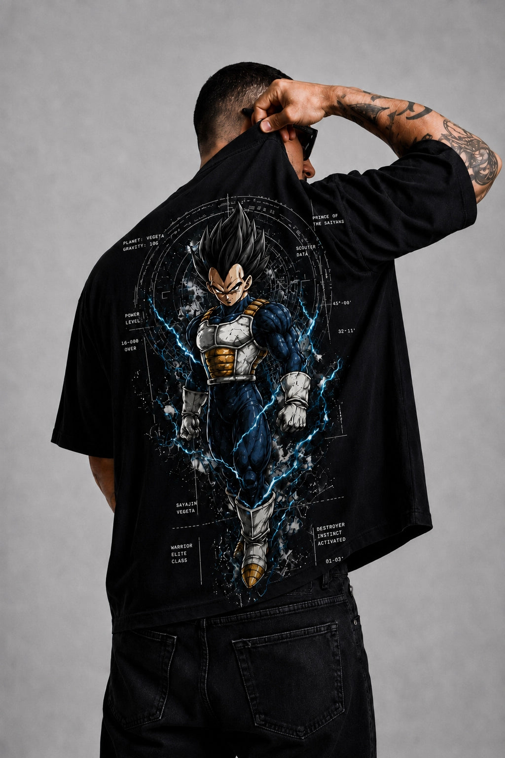 Camiseta Oversized Masculina StreetwearGuerreiro Energia Azul Premium