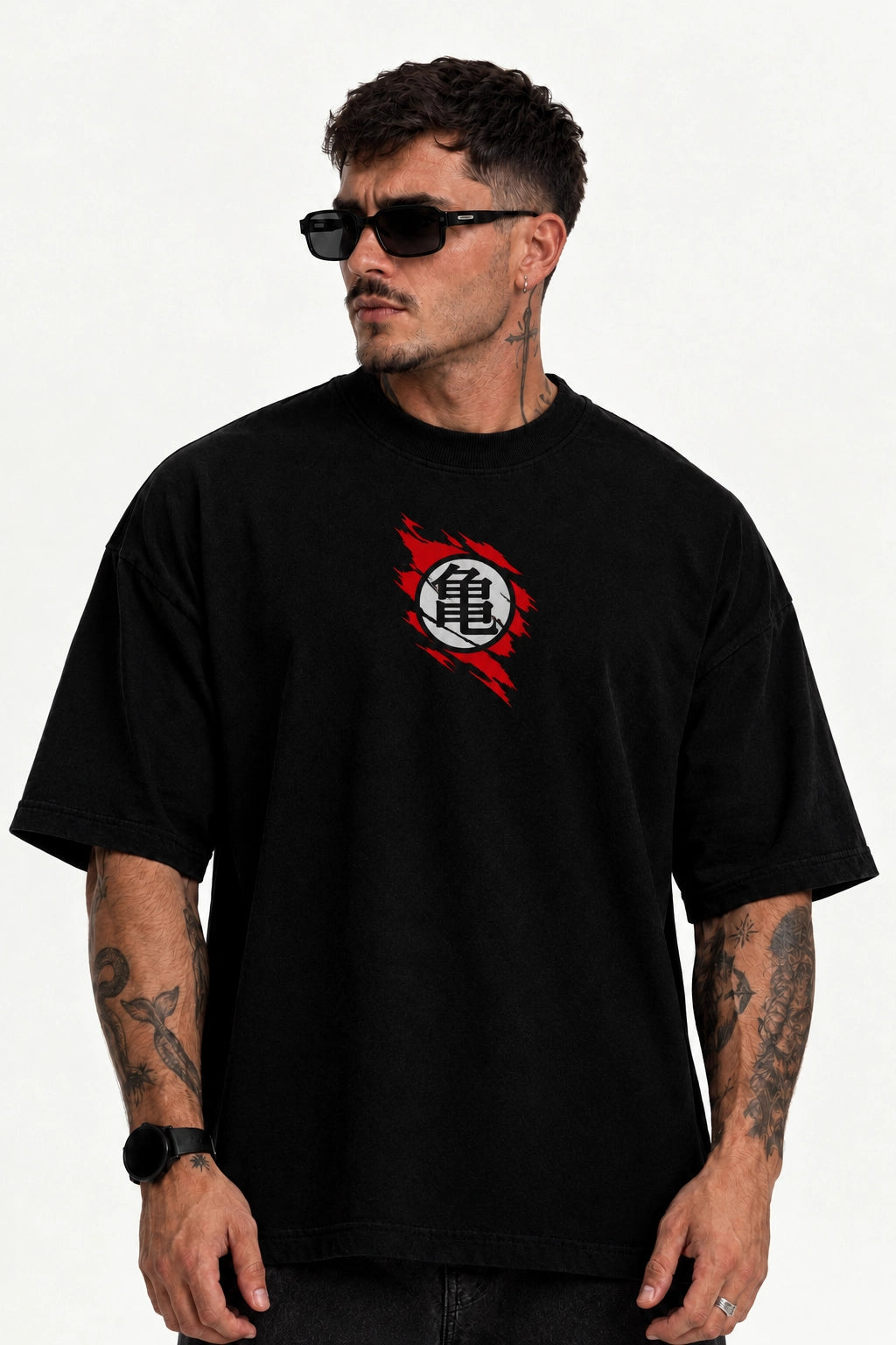 Camiseta Oversized Masculina Shadow Warrior Preta