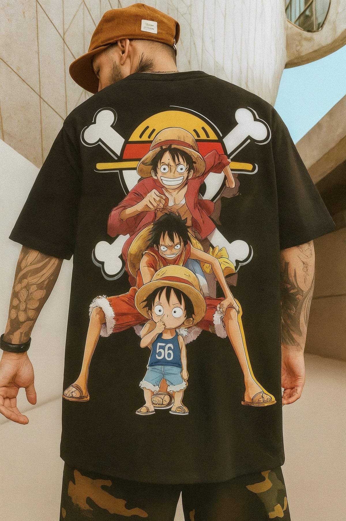 Camiseta Oversized Streetwear D. Luffy