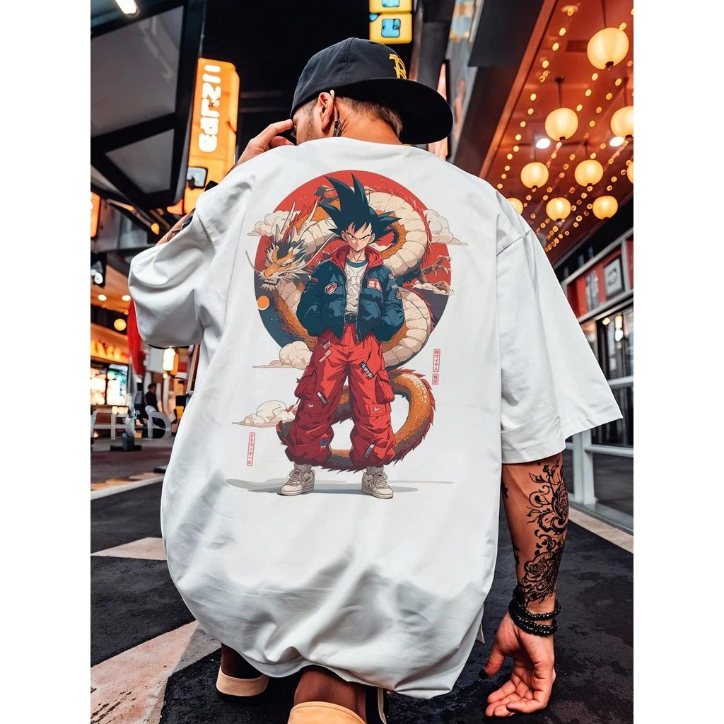 Camisa Oversized Streetwear Dragão Goku